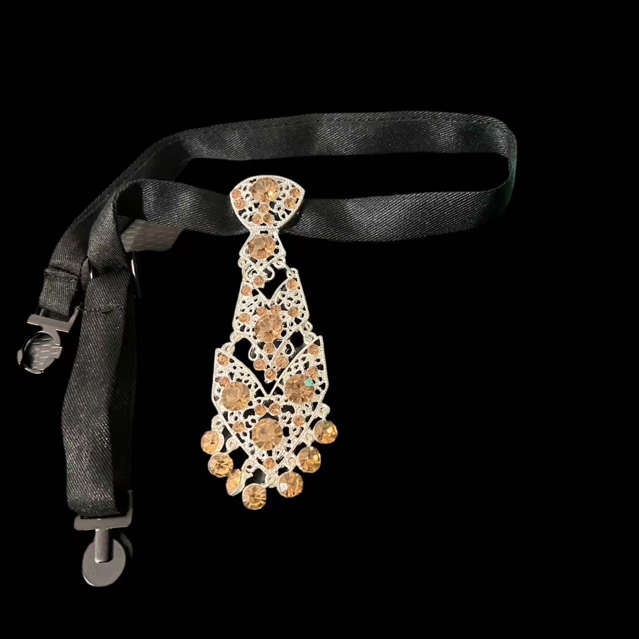 South Korea Fashion All-Match Cool Alloy Diamond Tie Bow Tie Men's and Women's Shiny Rhinestone Wedding Dress Suit Accessories