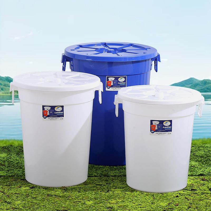 Huamao Food Grade Large Plastic Water Storage Barrel Mite Round Rubber Barrel Large Capacity with Lid Water Barrel Thickened Barrel Household