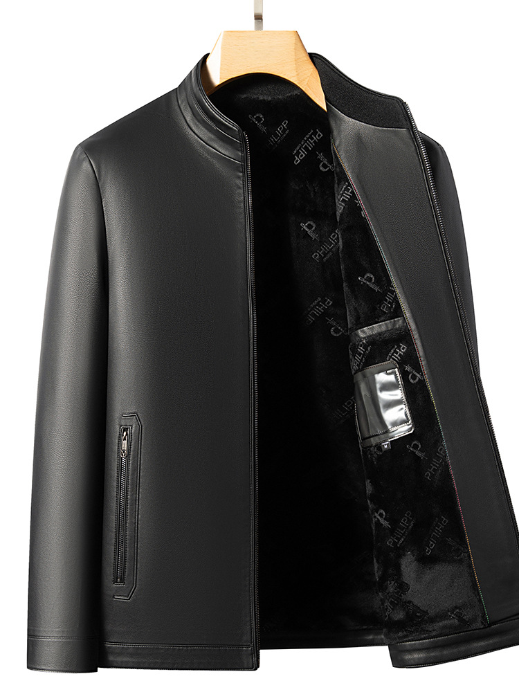 Enobani | Autumn Leather Jacket Men's Eco-Leather Popular Stand-Up Collar Leather Jacket Men's Jacket | Thickness Optional 2586