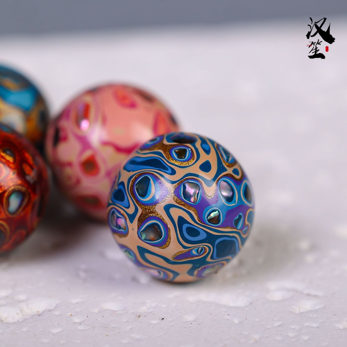 Large Lacquer Beads 12mm Mother-Of-Pearl Loose Beads Manufacturer Wholesale Wenwan Bracelets Single Beads Buddha Beads DIY Multi-Treasure Bracelet Accessories