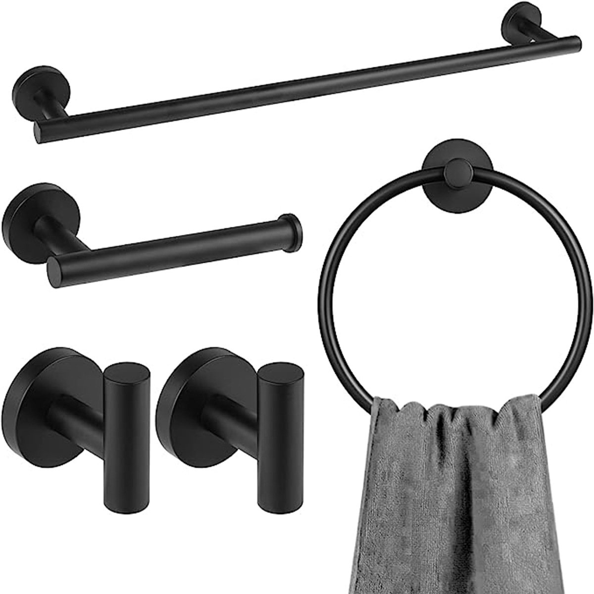 Cross-Border Stainless Steel Bathroom Pendant Towel Rack Set Bathroom Hardware Pendant Set Bathroom Towel Bar Set Complete Set