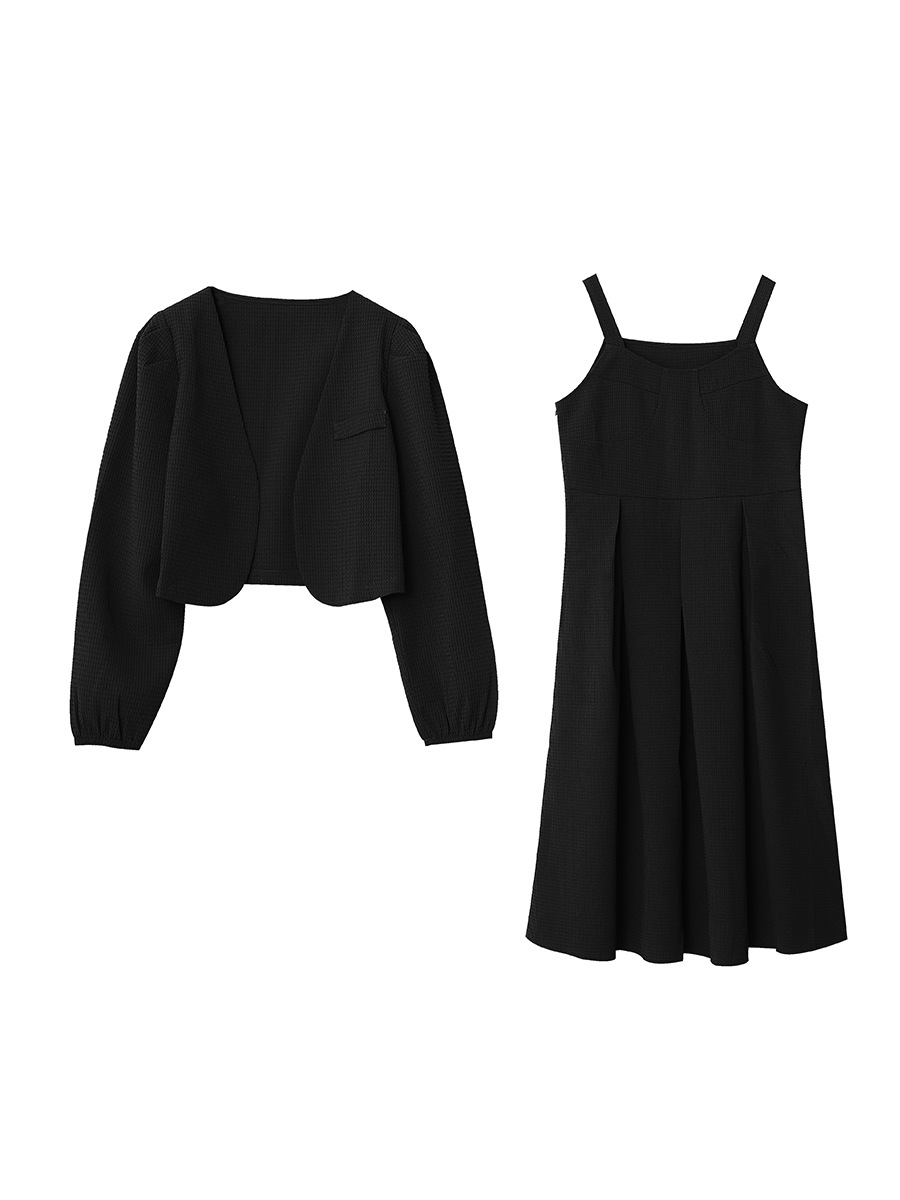 2377 Xuanchen Slightly Plump French Retro Waist-Cinching Elegant Dress Set Autumn New Romantic Two-Piece Set for Women