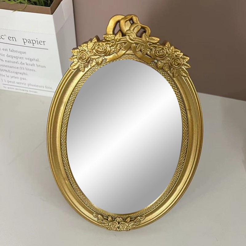 Factory wholesale Golden retro makeup mirror photo props decorative desktop desktop mirror cross-border supply European style