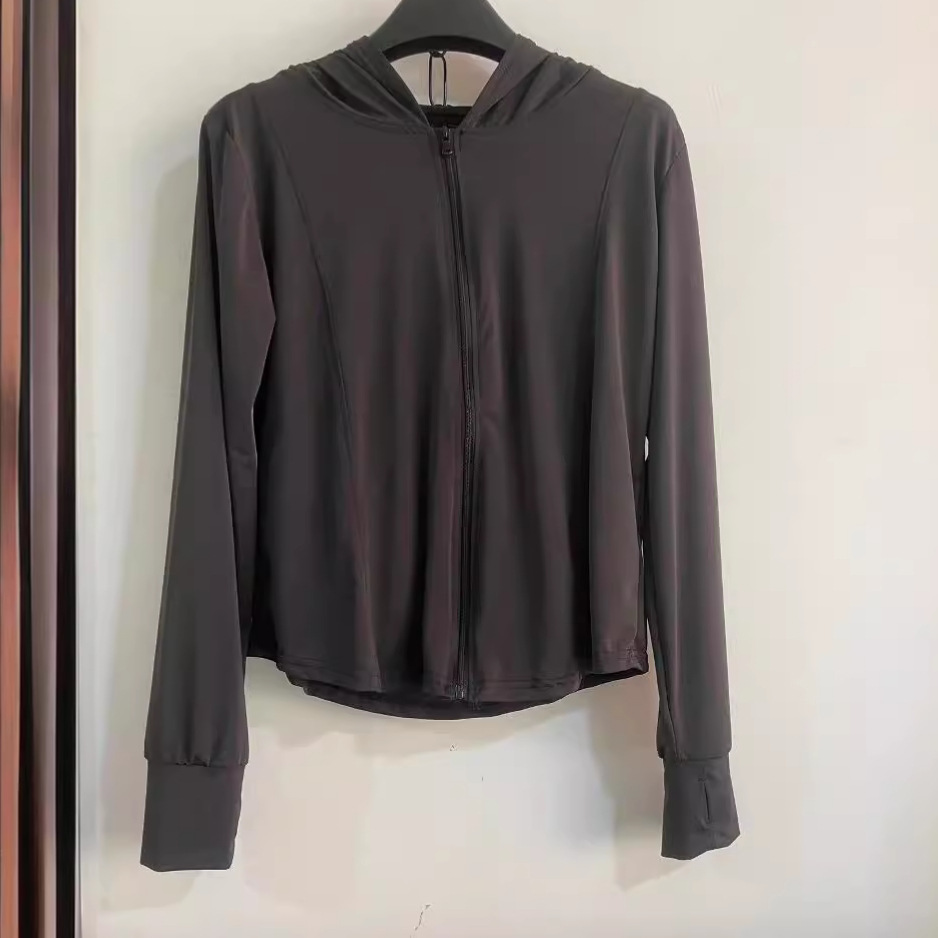 Summer Sports Slim-fit Sunscreen Clothing Slim-fit Yoga Sunscreen Clothing Women's Hooded Anti-ultraviolet Ice-sensitive Ice-silk Sunscreen Clothing