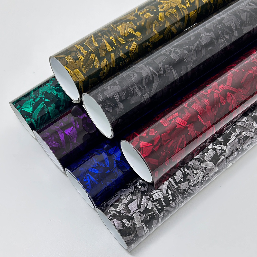 Pet Forged Carbon Fiber Car Color Changing Film Bright Matte Flower Carbon Black Rearview Mirror Full Body Color Changing Sticker