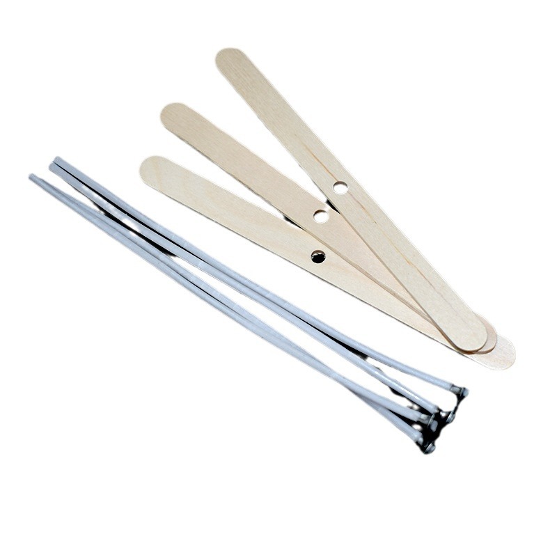 Miaohe 20-strand 40-strand cotton thread wax core homemade diy aromatherapy candle ghee wick with wooden candle holder