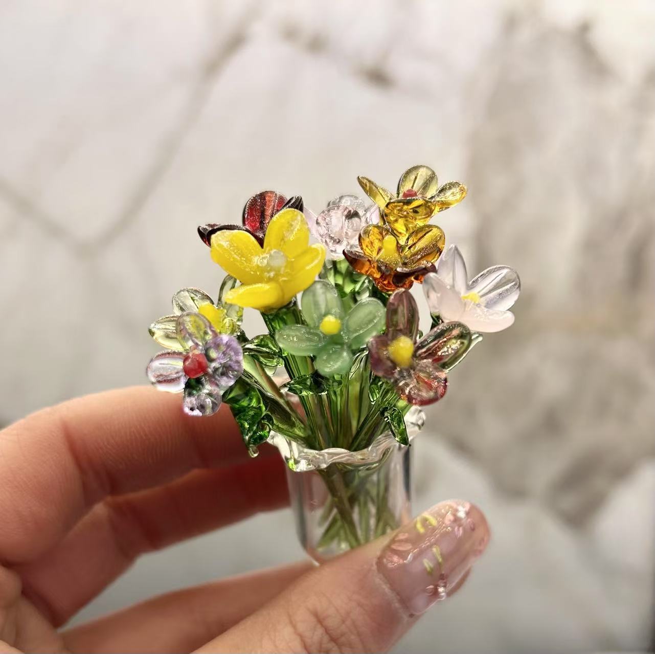 Стеклянный букет цветов, стеклянные цветы, импортированная горшечная ваза, калла, тюльпан, симуляция цветка, подарок