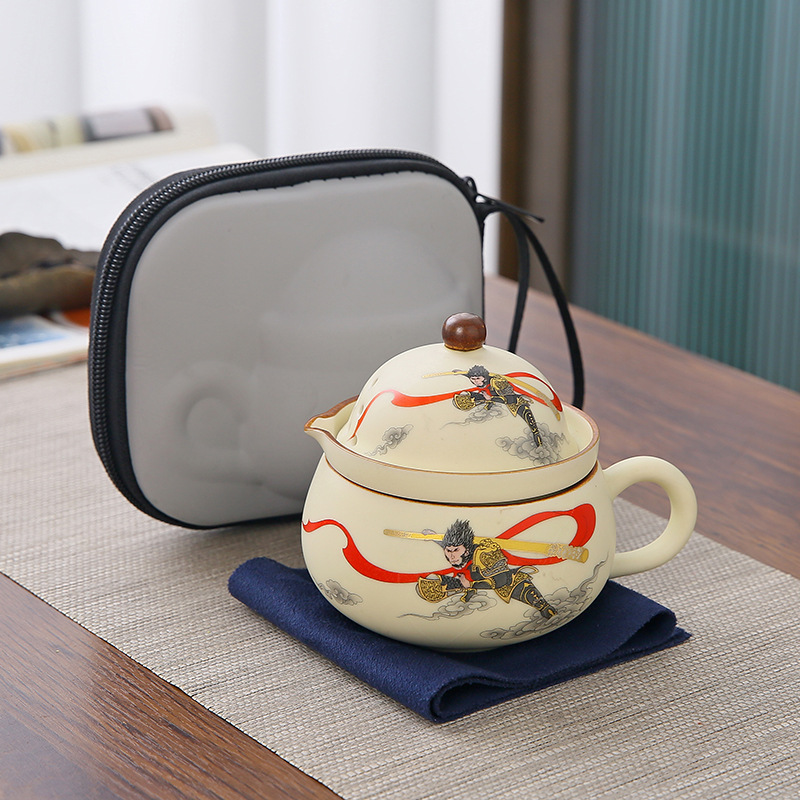 Ru Kiln Travel Tea Set suit Portable Express Cup Tea Separation Office Cup Teapot Outdoor Camping
