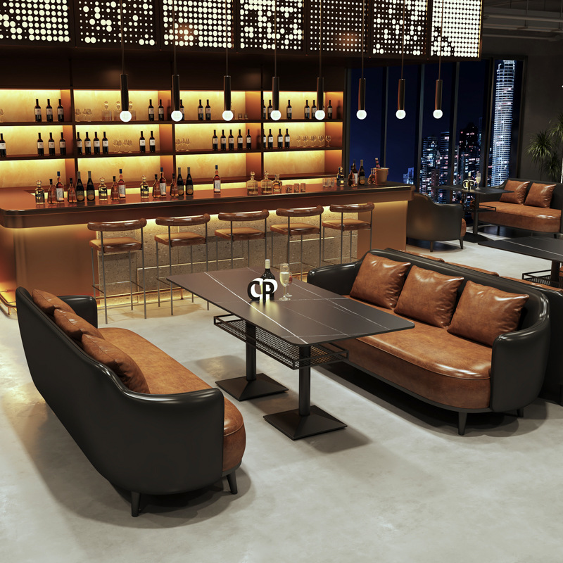 Bar Booth Sofa Coffee Shop Western Restaurant Table Bar Music Bar Bistro Dining Table and Chair Set Commercial Use