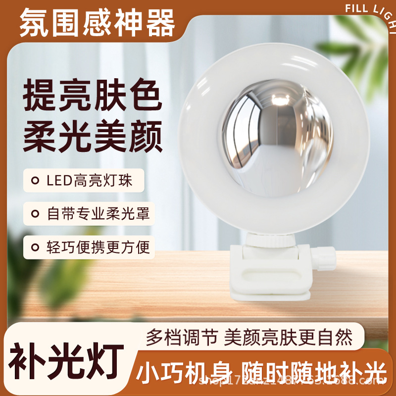 Светодиодное зеркало с мини-клипсой, специальное освещение для прямых трансляций, зеркало для макияжа, подсветка для селфи