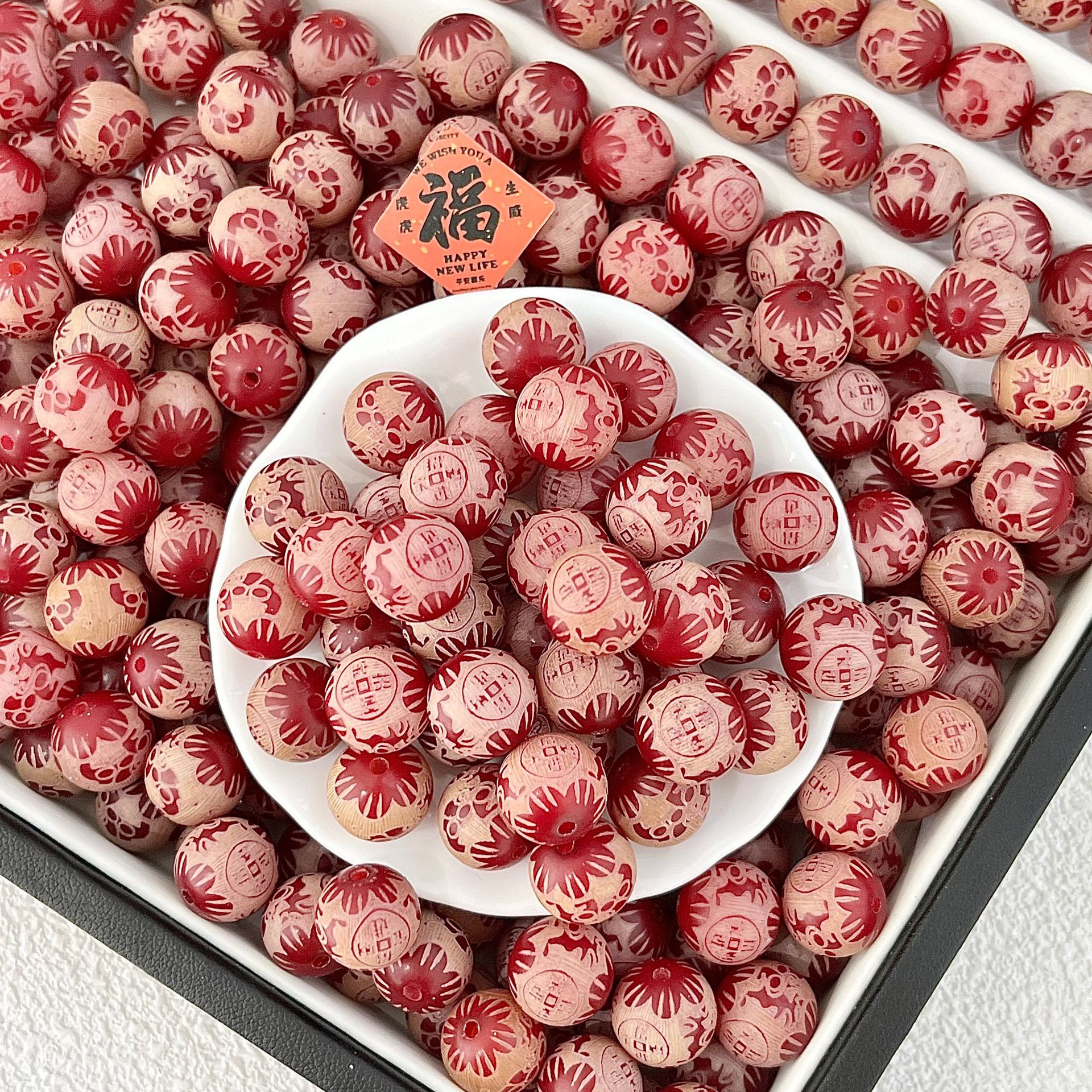 Zhaopin Jinbao Bodhi Root Carving Scattered Beads Wholesale Purple Grape Six Children Proverbs Bodhi Root Round Beads Wen Play Scattered Beads