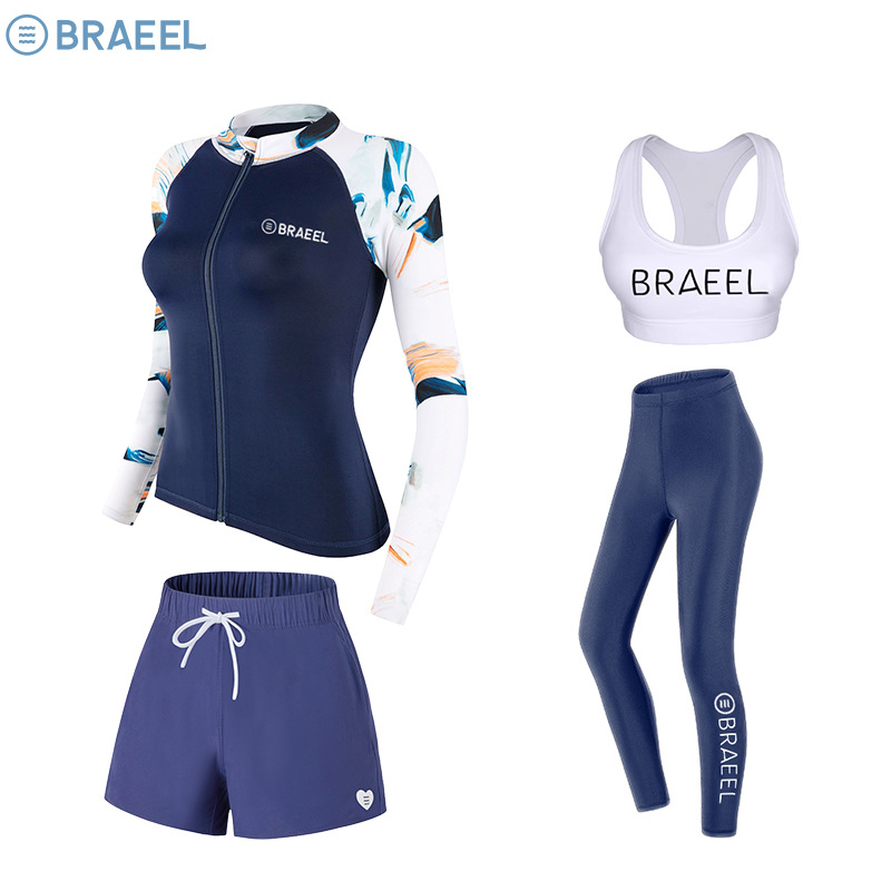 Korean-style Sunscreen Swimsuit Women's Split Summer Long-sleeved Trousers Diving Suit Quick-drying Surfer Suit Slim-fit Snorkeling Suit Jellyfish Suit