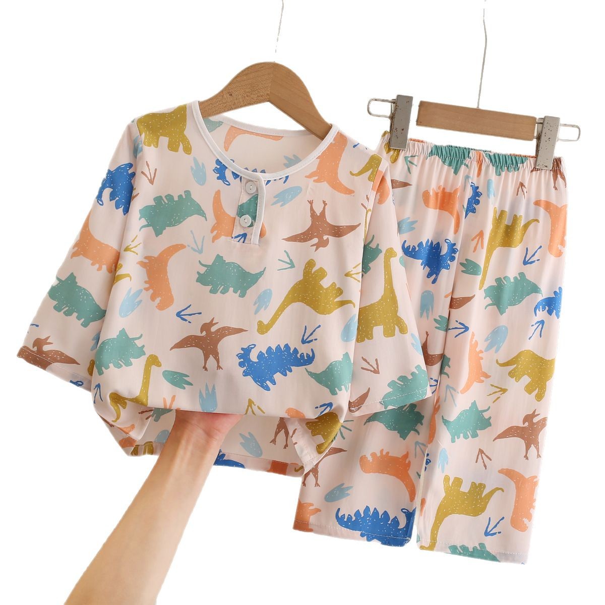 Long Sleeve trousers cotton silk summer children Boy thin suit summer children's cotton silk pajamas Boys Girls baby