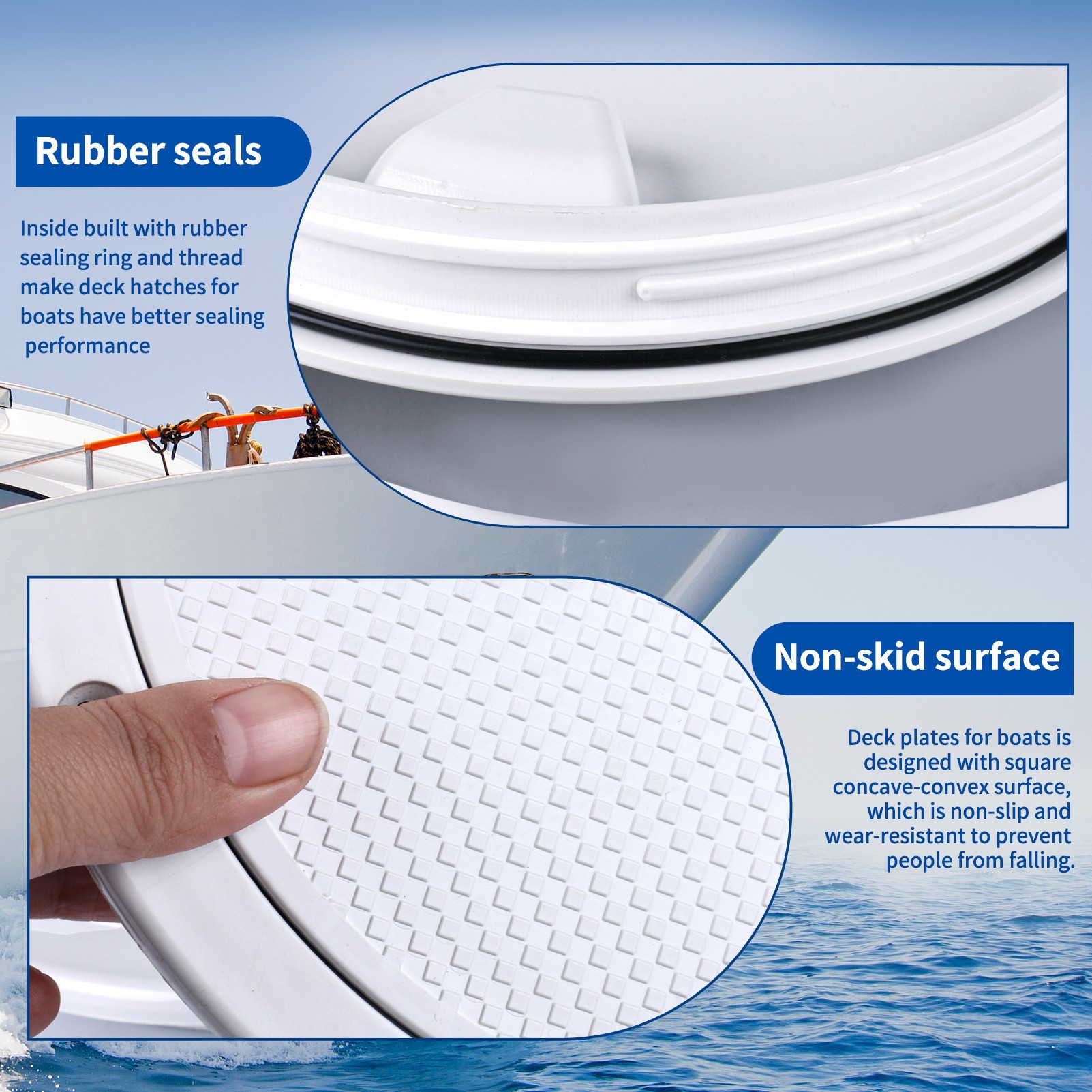 Marine Yacht Inspection Hole Round Deck Cabin Cover White Anti-Slip Hand Hole Cover Inspection Work Cover Cabin Cover