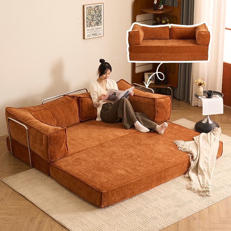 Антикварный тканевый диван Винтажный раскладной диван-кровать для маленькой квартиры Гостиная Удобный съемный стираемый модульный диван