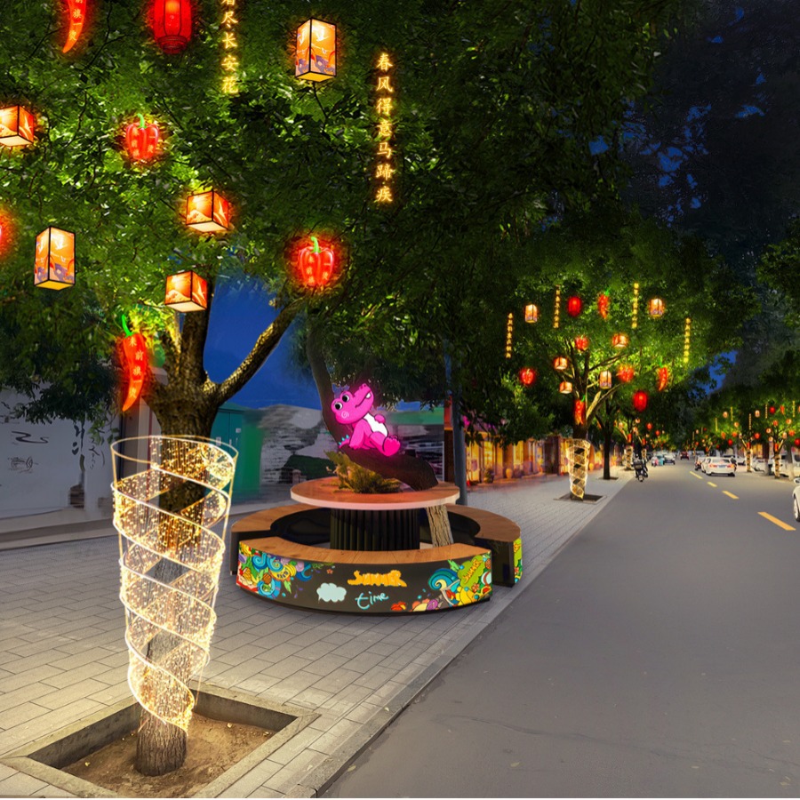 Chifeng City, Inner Mongolia Province XXX Commercial Street Festival Lighting Design Lighting Design Qualification Landscape Lighting Design