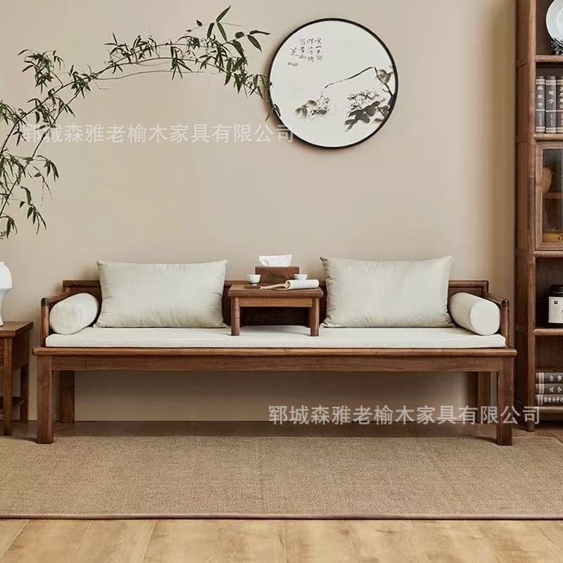 New Chinese-style Luohan Bed Push-pull Bed Home Stay Solid Wood Sofa Bed Old Elm Small Apartment Luohan Chair Solid Wood Beauty Bed