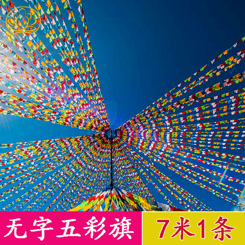 Xizang Wordless Prayer Flags, Colorful Flags, Xizang Decorative Items, Ethnic Style 7.84m 15m