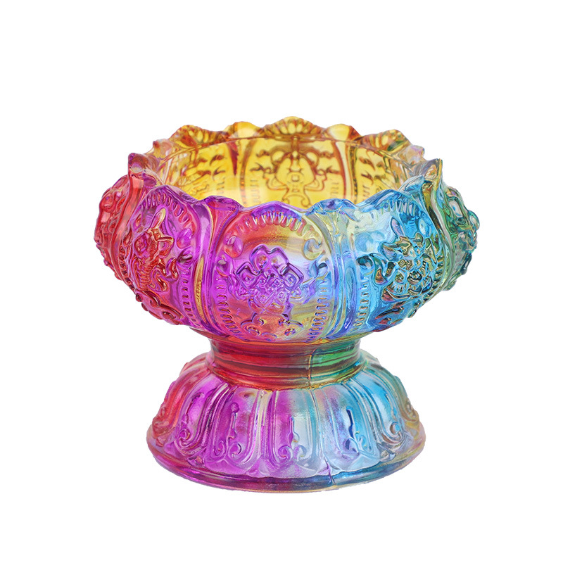 Buddha supplies glazed lotus butter lamp holder small high foot lamp holder candle holder Everbright lamp for Buddha lamp holder