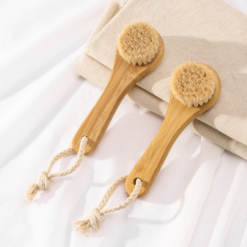 Оптовая портативная многофункциональная щетка для тела, детская щетка для купания, мягкая щетка для лица из бамбуковой шерсти