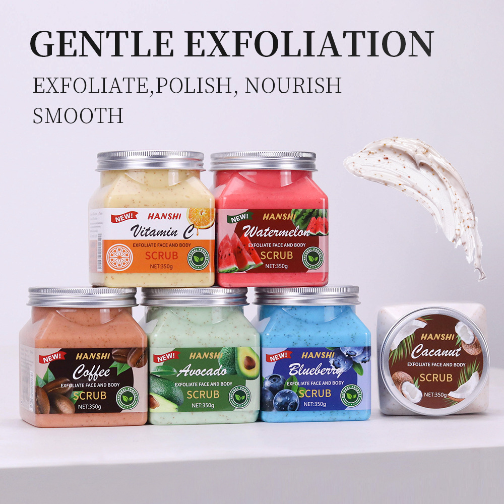 Fruit Scrub Exfoliating Chicken Skin Bath Cleansing Body Scrub Cross-Border Foreign Trade Spot Wholesale 350ml
