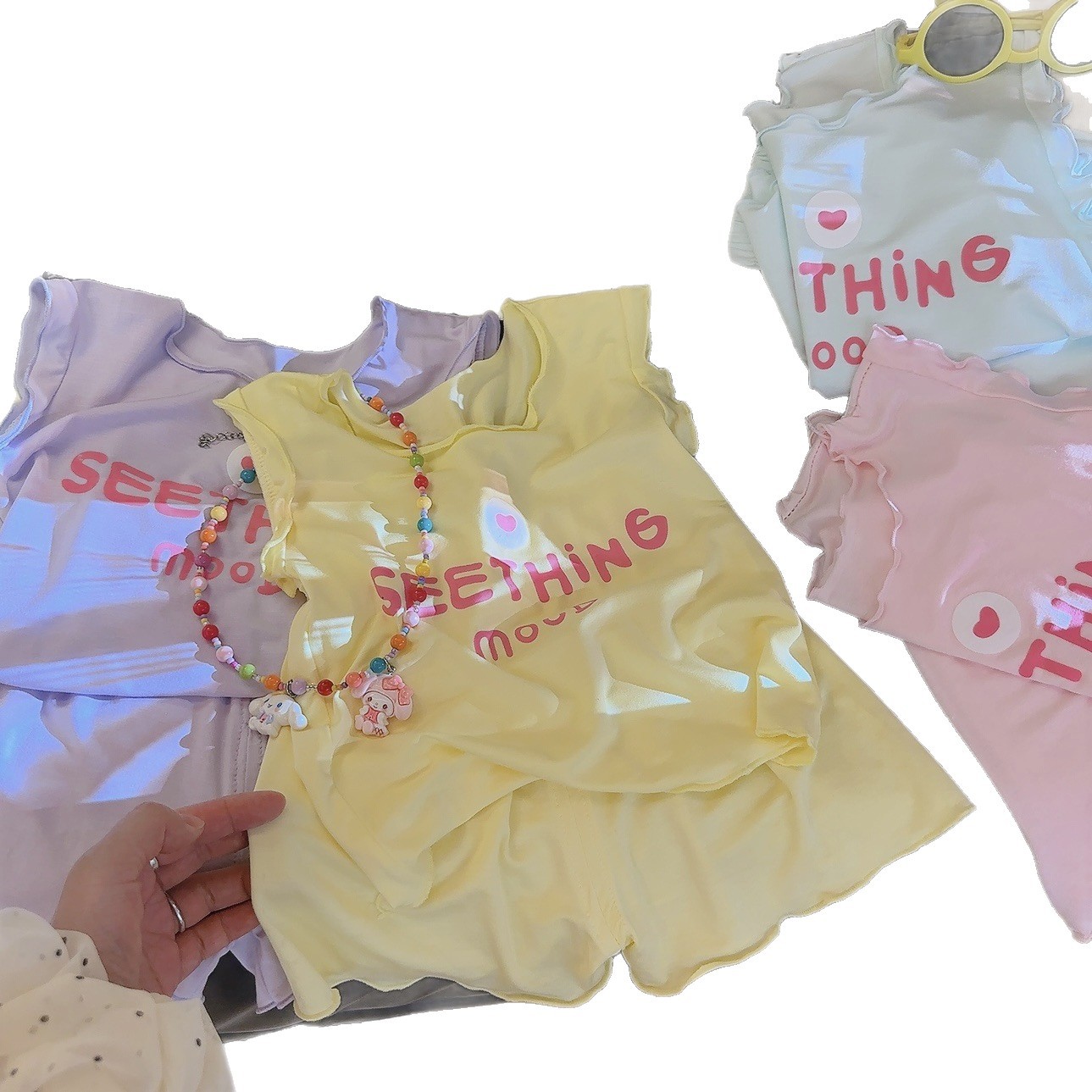 New Children's Modal Vest Suit Summer Thin Suit for Boys and Girls Two-Piece Sleeveless Shorts Trendy