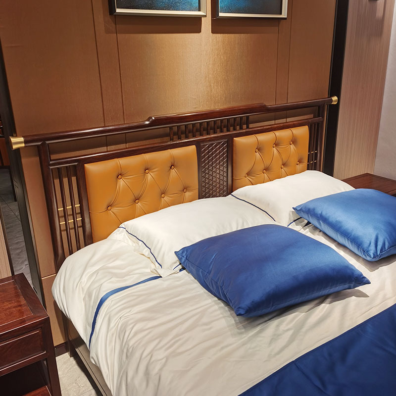 New Chinese-Style Double Bed 1.8m Modern Chinese-Style 2021 New Solid Wood Bed Master Bedroom 2m X 2m Large Bed