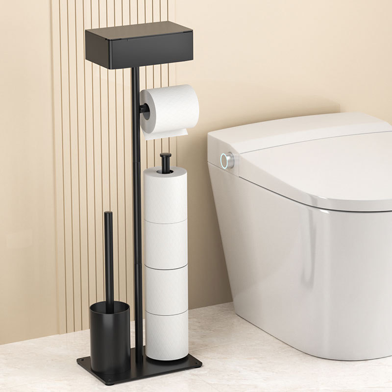 Toilet Floor-Standing Tissue Holer Vertical Movable Toilet Paper Storage Rack Nail-Free Toilet Barrel Brush Hold Roll Paper Hold Cross-Border
