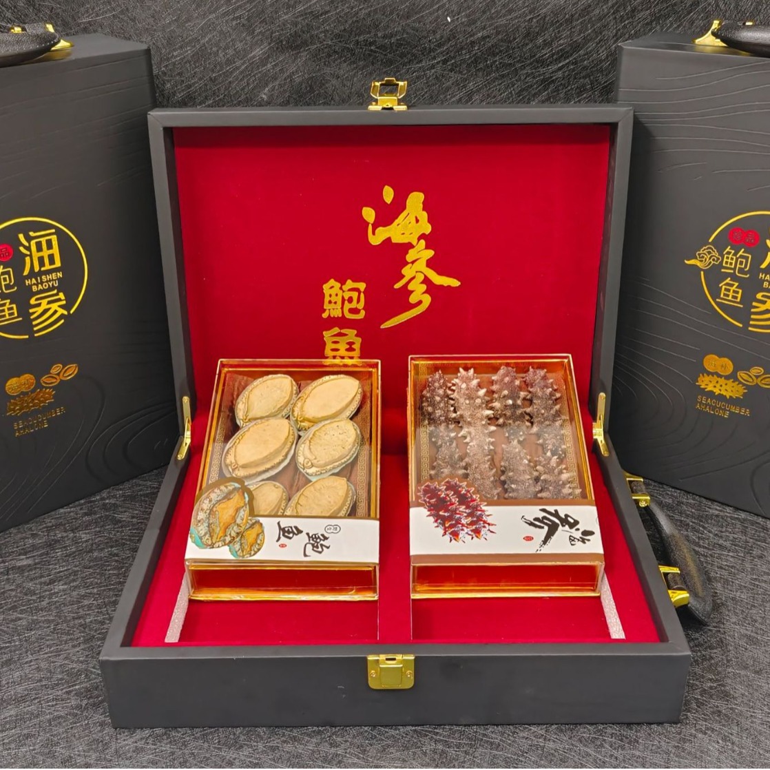 Specialty Dried Sea Cucumber Large Abalone Gift Box Double Seafood Dry Goods Mid-autumn Festival Spring Festival Gift Ginseng Abalone Gift Box