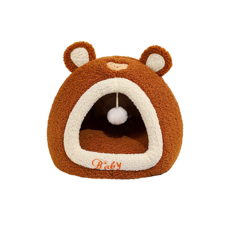 Little Bear Cat Nest Autumn and Winter New Warm Closed Cat Sleeping House Pet Nest Pet Sofa Cat Room
