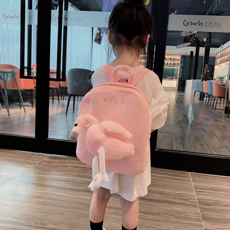 Autumn and Winter New Cartoon Plush Children's Bag Korean Style Boys and Girls Kindergarten School Bag Animal Anti-lost Small Backpack