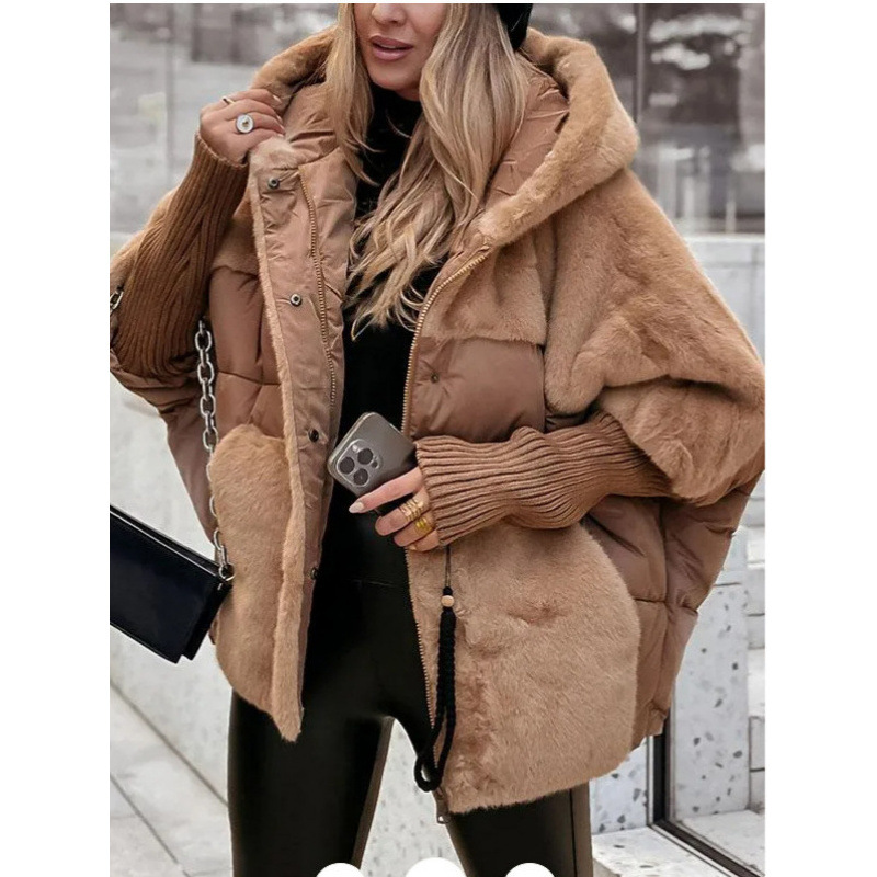 2024 Cross-Border European and American Amazon Temu Hot Selling Autumn and Winter Women's Loose New Spliced Cotton Jacket