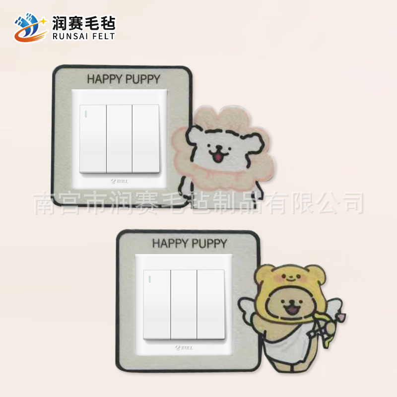 Wholesale cartoon hollow felt switch stickers do not hurt the wall non-adhesive creative socket decorative wall stickers fabric switch stickers