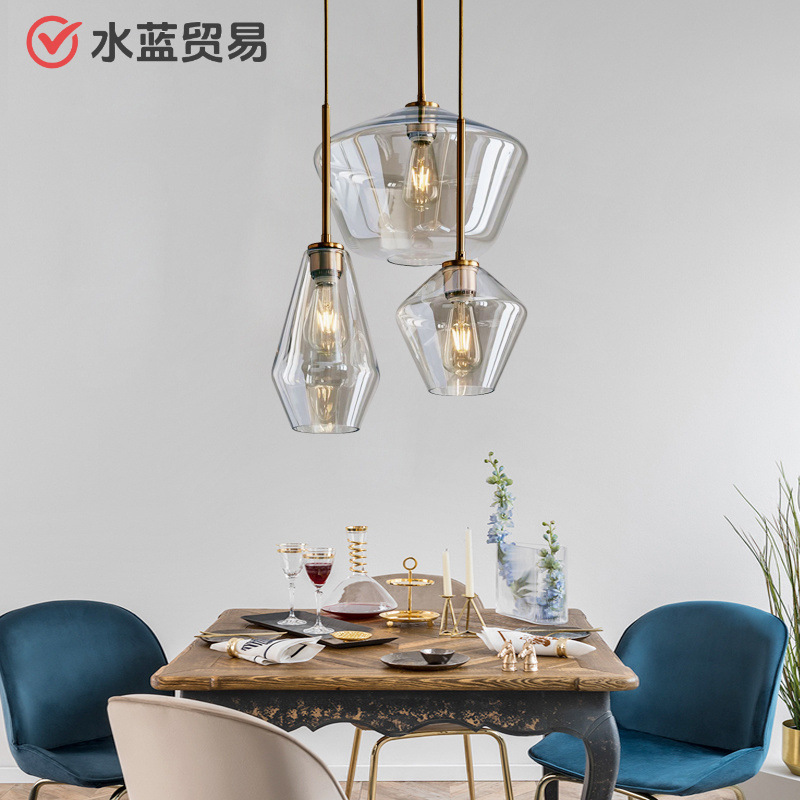 Nordic Lamps Glass Small Chandelier Modern Simple Light Luxury Restaurant Lamp Stair Lamp Creative Table Industrial Style