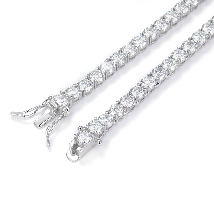 Classic Moissanite Tennis Chain S925 Silver Light Luxury Temperament Casual Bracelet Hip Hop Style Unisex