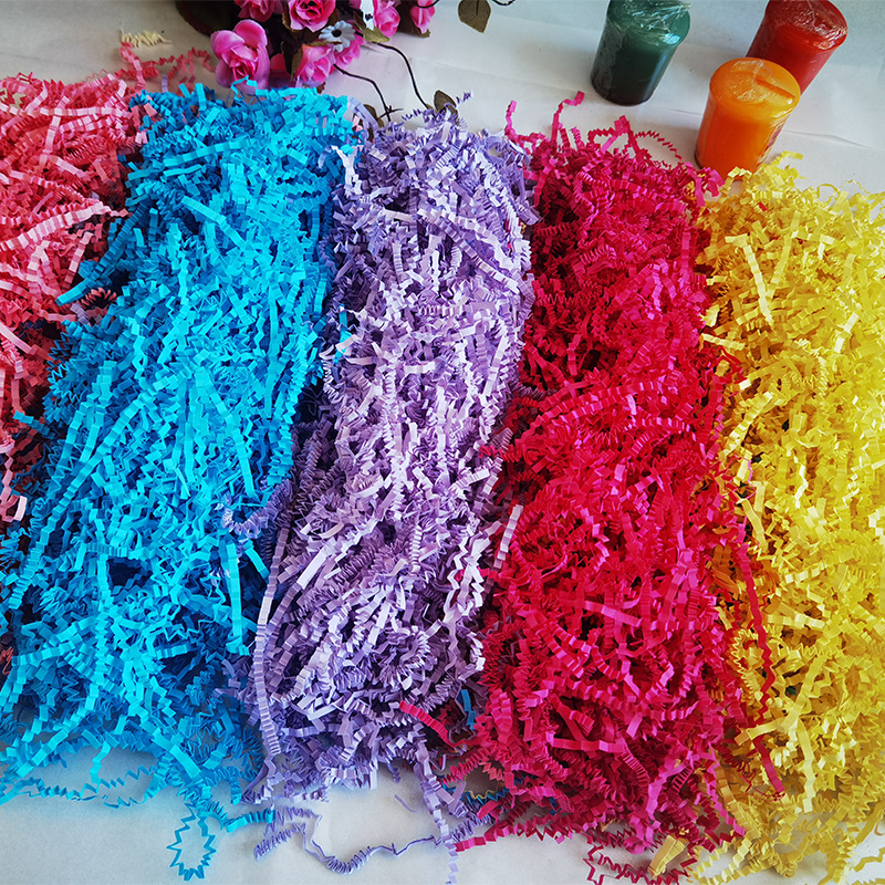 Gift decoration pleated multi-color paper silk wedding gift box raffia factory wholesale filling color shredded paper Silk