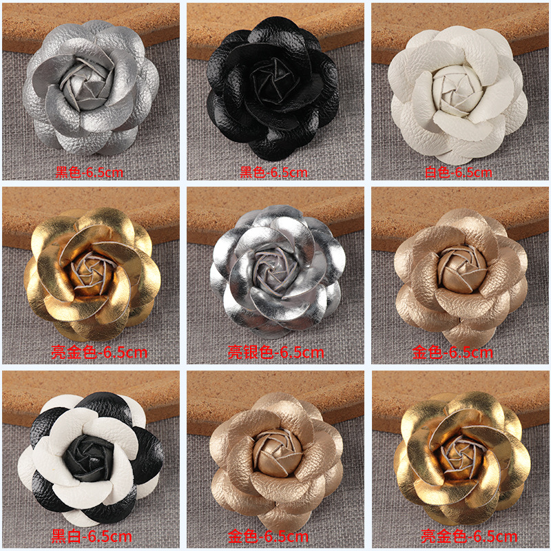 Аксессуары для одежды корейского стиля, маленькая кожаная камелия, легкий роскошный стиль, заколка-брошка, цветок для шляпы и обуви