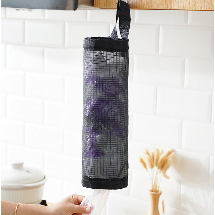 Kitchen Garbage Bag Storage Bag Wall-Mounted Withdrawable Storage Bag Door Rear Storage Hanging Bag Convenient Round Organise Bag