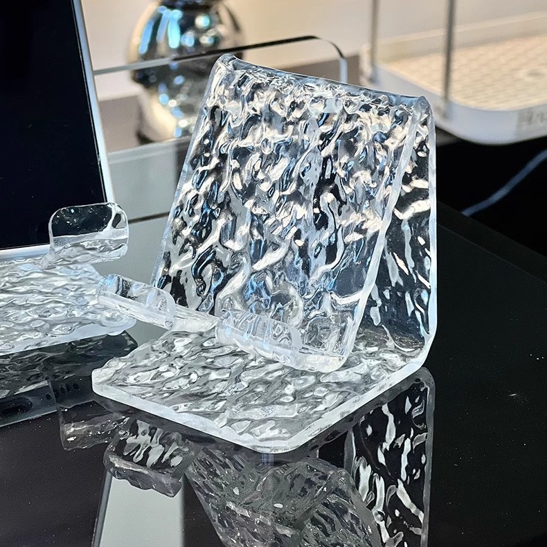 Glacier pattern transparent desktop mobile phone bracket simple ins style ~ student dormitory common creative online class drama rack