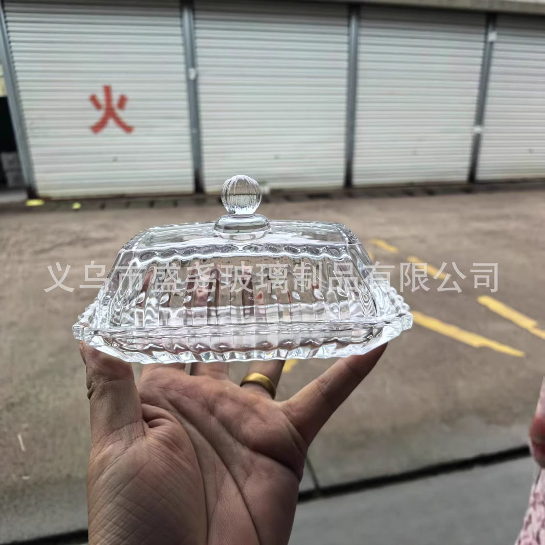 Креативная полосатая тарелка для масла с крышкой, современный поднос