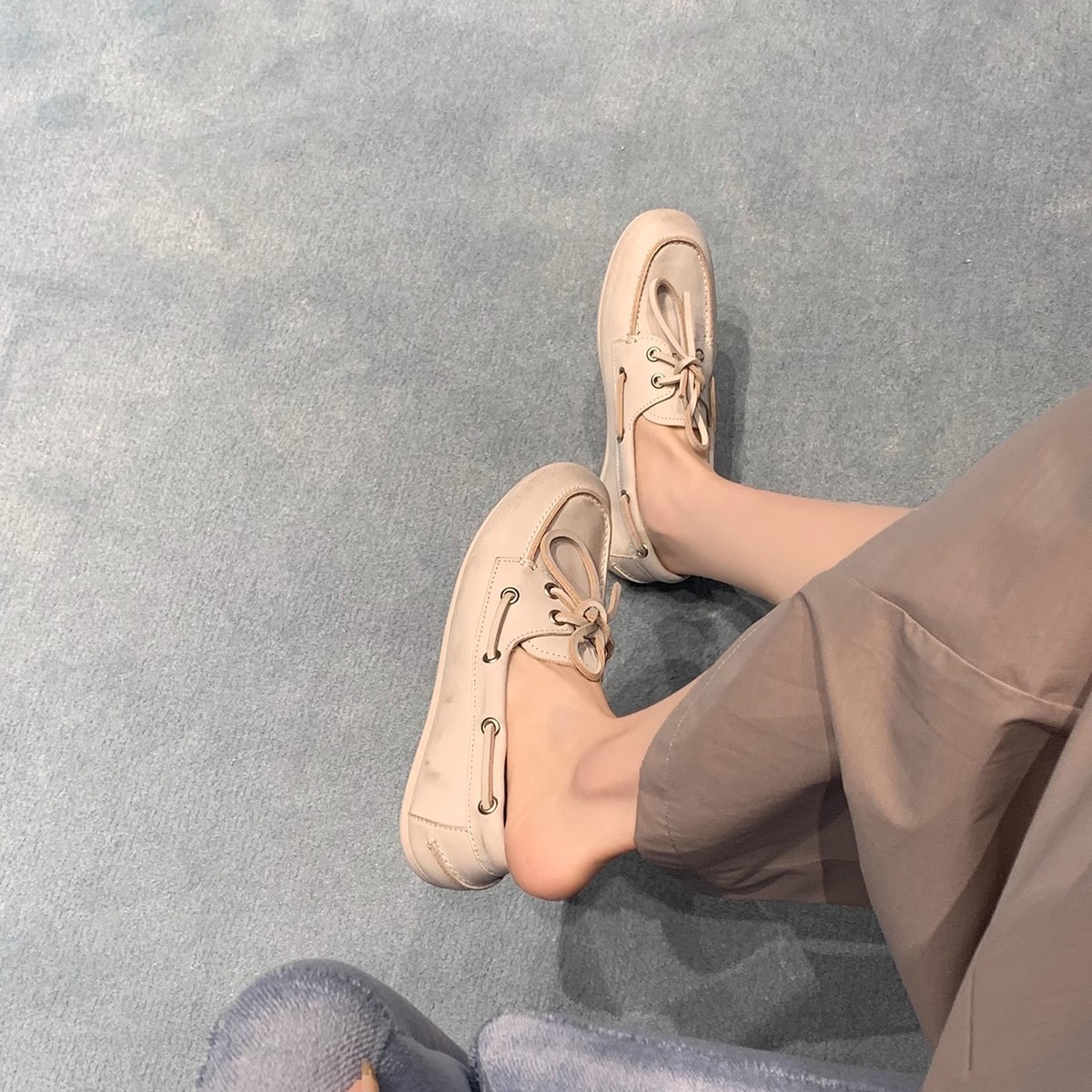 Spot Retro British Style Old Dirty Lace-Up Soft-Soled Casual Loafers Retro Slip-On Flats-Soled Small Leather Shoes