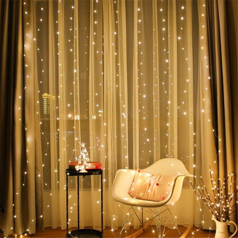 Internet red curtain colored lights battery remote control waterfall lights anchor background floating window atmosphere lights bedroom sky star lights