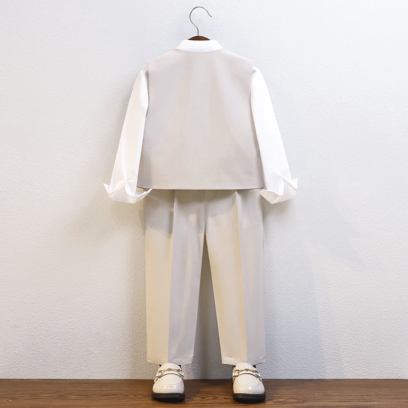 Boys' dress spring and summer new vest suit children's suit British wedding flower girl host catwalk show suit