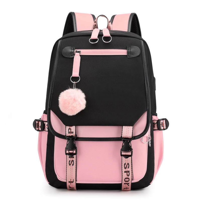 Cross-Border Casual Korean Style School Bag Outdoor Large Capacity Junior High School Student Solid Color Simple Multi-Layer Computer Bag Backpack