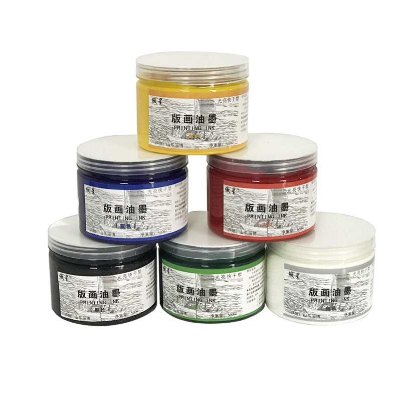 Printmaking Ink 6 Colors 500ml Barrel Ink for Hand Rubbing Movable Type Printing Pigment Printmaking Materials Wholesale