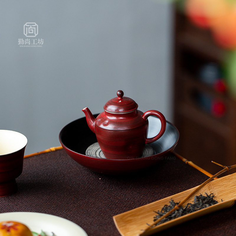 Pink lead Haws red wish pot bearing ceramic tea ceremony accessories teapot dry bubble plate cover Bowl bottom support tea bearing kung fu tea set