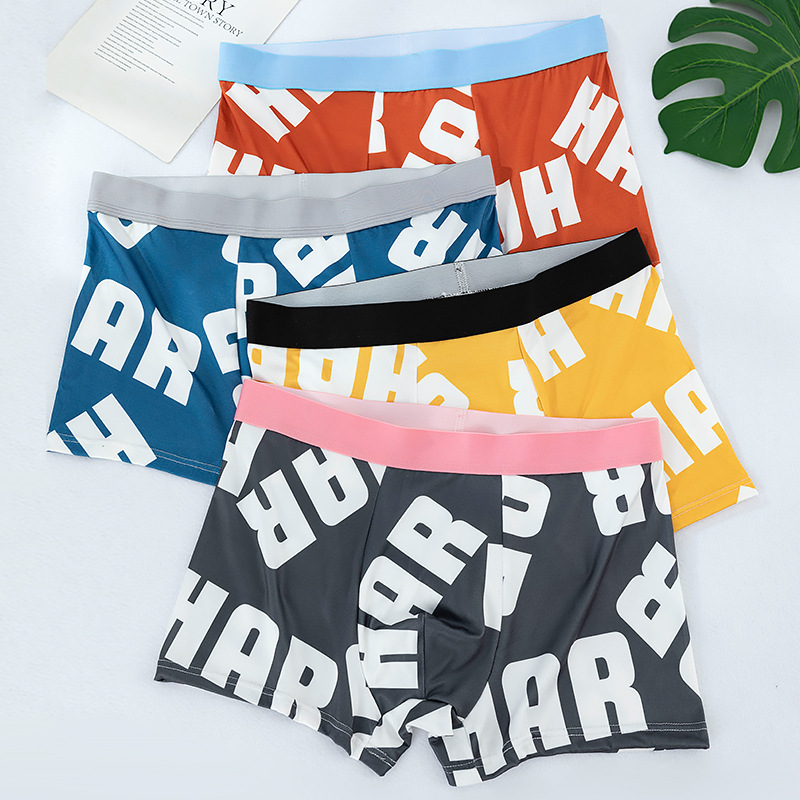 Southeast Asia Cross-Border E-Commerce Men's Boxer Briefs Fashion Printed Letter Boys' Shorts Breathable Quick-Dry