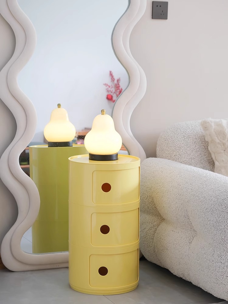Cream Style Creative Module Bedside Table Round Storage Bedside Cabinet Children's Bedroom Simple Storage Narrow Side Cabinet