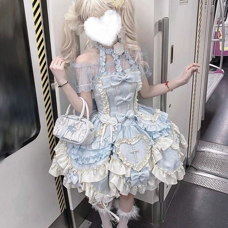 Heart of Butterfly Lolita Original Dress Jsk Hanging Neck Daily dress Bow Princess Style Lolita