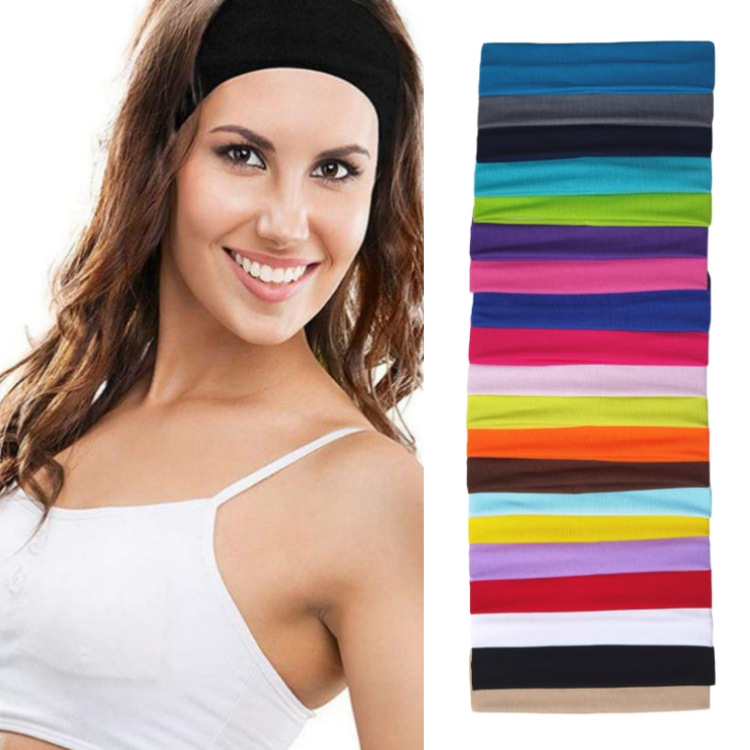 Factory Direct Supply Korean Style Hair Accessories Yoga Headband Sports Headband Elastic Monochrome Hairband Headband Printable Pattern